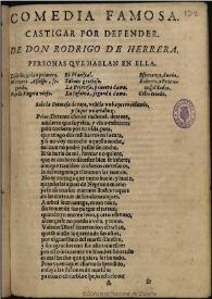 Castigar por defender / de don Rodrigo de Herrera | Biblioteca Virtual Miguel de Cervantes