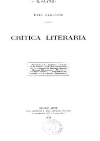 Crítica literaria / Paul Groussac | Biblioteca Virtual Miguel de Cervantes