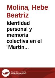Identidad personal y memoria colectiva en el "Martín Fierro" / Hebe B. Molina | Biblioteca Virtual Miguel de Cervantes