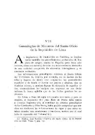 Genealogías de Ministros del Santo Oficio de la Inquisición de Lima / Juan Luis Espejo | Biblioteca Virtual Miguel de Cervantes
