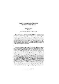 Cuatro romances de Quevedo : modelos e imitaciones / Antonio Carreira | Biblioteca Virtual Miguel de Cervantes