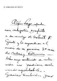 Reyes, Alfonso. 20 de julio de 1927 | Biblioteca Virtual Miguel de Cervantes