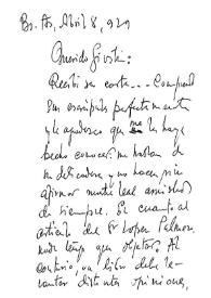 Fernández Moreno, Baldomero, 8 de abril de 1929 | Biblioteca Virtual Miguel de Cervantes