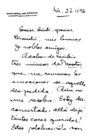 Reyes, Alfonso, 22 de abril de 1930 | Biblioteca Virtual Miguel de Cervantes
