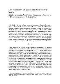 Las relaciones de poder entre narrador y lector. Cervantes, Almeida Garret y Machado de Assis | Biblioteca Virtual Miguel de Cervantes