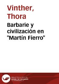 Barbarie y civilización en "Martín Fierro" / Thora Vinther | Biblioteca Virtual Miguel de Cervantes