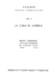 La cuna de América / E.M. de Hostos | Biblioteca Virtual Miguel de Cervantes