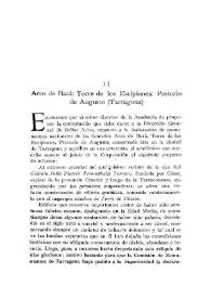 Arco de Bará. Torre de los Escipiones. Pretorio de Augusto (Tarragona) / José Ramón Mélida | Biblioteca Virtual Miguel de Cervantes