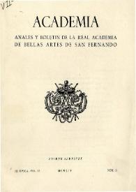 Academia : Boletín de la Real Academia de Bellas Artes de San Fernando. Primer semestre 1954. Número 3. Preliminares e índice | Biblioteca Virtual Miguel de Cervantes