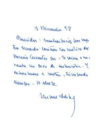 Carta de Miguel Delibes a Francisco Rabal. 13 de diciembre de 1993 | Biblioteca Virtual Miguel de Cervantes