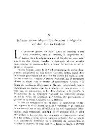 Informe sobre adquisición de unos autógrafos de don Emilio Castelar / Félix de Llanos y Torriglia | Biblioteca Virtual Miguel de Cervantes