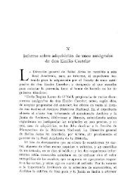 Informe sobre adquisición de unos autógrafos de don Emilio Castelar / Félix de Llanos y Torriglia | Biblioteca Virtual Miguel de Cervantes