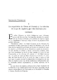 La expedición de Ursúa al Dorado y la rebelión de Lope de Aguirre, por don Emiliano Jos / Ricardo Beltrán Rózpide | Biblioteca Virtual Miguel de Cervantes