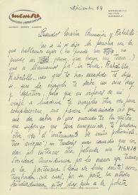 Carta de Nuria Espert a Francisco Rabal. Diciembre de 1964 | Biblioteca Virtual Miguel de Cervantes