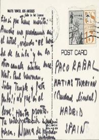 Postal de Nuria Espert a Francisco Rabal. 27 de noviembre de 1972 | Biblioteca Virtual Miguel de Cervantes