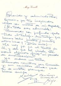 Carta de Mary Carrillo a Francisco Rabal. 6 de diciembre de 1995 | Biblioteca Virtual Miguel de Cervantes