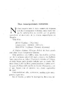 Dos inscripciones romanas / Francisco Escalada (S.J.) | Biblioteca Virtual Miguel de Cervantes