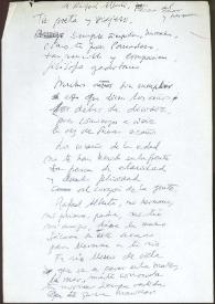 Copla de Francisco Rabal dedicada a Rafael Alberti. "Torero del mar y hermano". 28 de febrero de 1992 | Biblioteca Virtual Miguel de Cervantes
