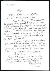 Coplas de Francisco Rabal dedicadas a Rafael Alberti. Alpedrete, 8 de diciembre de 1998 | Biblioteca Virtual Miguel de Cervantes