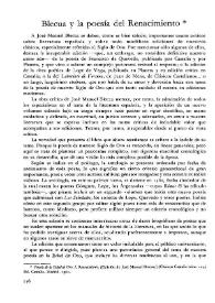 Blecua y la poesía del Renacimiento / Diego Martínez Torrón | Biblioteca Virtual Miguel de Cervantes