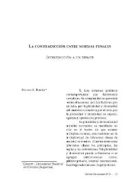 La contradicción entre normas penales. Introducción a un debate / Hernán G. Bouvier | Biblioteca Virtual Miguel de Cervantes
