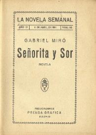 Señorita y Sor : novela / Gabriel Miró | Biblioteca Virtual Miguel de Cervantes