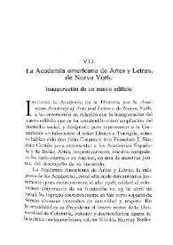 La Academia americana de Artes y Letras de Nueva York : Inauguración de un nuevo edificio / Félix de Llanos y Torriglia | Biblioteca Virtual Miguel de Cervantes