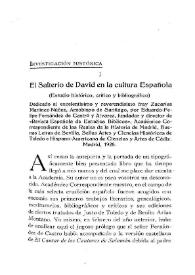 El Salterio de David en la cultura española : (Estudio histórico, crítico y bibliografíco) / El Conde de Cedillo | Biblioteca Virtual Miguel de Cervantes