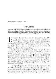 Informe referente a la declaración de mérito relevante de la obra titulada "El Islam cristianizado", a los efectos de considerarla comprendida en el caso señalado por el Real Decreto de 23 de junio de 1899 para la adquisición de ejemplares por el Estado / Eduardo Ibarra y Rodríguez | Biblioteca Virtual Miguel de Cervantes