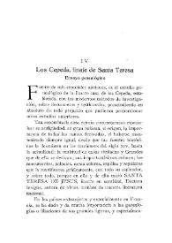 Los Cepeda, linaje de Santa Teresa: ensayo genealógico / El Marqués de Ciadoncha | Biblioteca Virtual Miguel de Cervantes