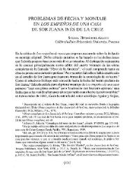 Problemas de fecha y montaje en "Los empeños de una casa" de Sor Juana Inés de la Cruz / Susana Hernández-Araico | Biblioteca Virtual Miguel de Cervantes