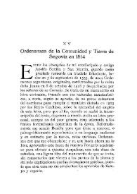 Ordenanzas de la Comunidad y Tierra de Segovia en 1514 / Luis Redonet | Biblioteca Virtual Miguel de Cervantes