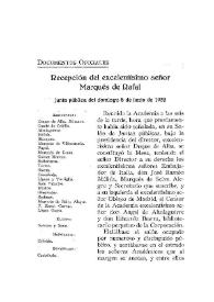 Recepción del Excelentísimo Señor Marqués de Rafal. Junta pública del 5 junio 1932 / Vicente Castañeda | Biblioteca Virtual Miguel de Cervantes