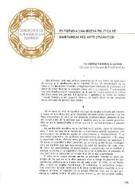 En torno a una nueva política de enseñanzas del arte dramático / por Hermann Bonnín Llinas | Biblioteca Virtual Miguel de Cervantes