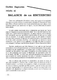 Carlos Espinosa relata el balance de un encuentro | Biblioteca Virtual Miguel de Cervantes