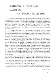 Entrevista a Jorge Díaz, autor de "La barraca de Jipi Japa" | Biblioteca Virtual Miguel de Cervantes