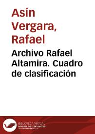 Archivo Rafael Altamira. Cuadro de clasificación | Biblioteca Virtual Miguel de Cervantes