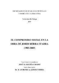 El compromiso social en la obra de Jordi Sierra i Fabra (1983-2003) / José Ramón Cortés Criado | Biblioteca Virtual Miguel de Cervantes