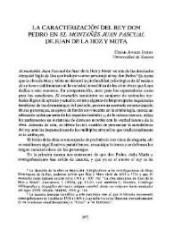 La caracterización del rey don Pedro en "El montañés Juan Pascual" de Juan de la Hoz y Mota / César Avilés Icedo | Biblioteca Virtual Miguel de Cervantes