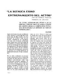 "La rítmica como entrenamiento del actor" / por el Teatro Popular Romando de (Suiza) | Biblioteca Virtual Miguel de Cervantes