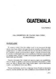 Informe de Guatemala. Una experiencia de teatro para niños de Guatemala | Biblioteca Virtual Miguel de Cervantes