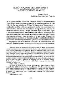 Ecdótica, performatividad y la cuestión del aparte / George Peale | Biblioteca Virtual Miguel de Cervantes