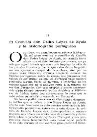 El cronista don Pedro López de Ayala y la historiografía portuguesa / el Marqués de Lozoya | Biblioteca Virtual Miguel de Cervantes