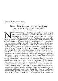 Descubrimientos arqueológicos en San Cugat del Vallés / José Ramón Mélida | Biblioteca Virtual Miguel de Cervantes