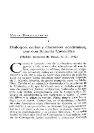 "Diálogos, cartas y discursos académicos", por don Antonio Cabanilles. (Madrid, Imprenta de Blass, 1932) / el Conde de Cedillo | Biblioteca Virtual Miguel de Cervantes