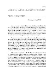 III Ponencia. Objetivos del arte dramático creador. Teatro y comunicación / Carmen Aymerich | Biblioteca Virtual Miguel de Cervantes