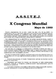 X Congreso Mundial de la ASSITEJ. Mayo de 1989 [Suecia] | Biblioteca Virtual Miguel de Cervantes