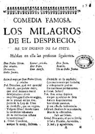 Los milagros de el desprecio / de un ingenio de la corte | Biblioteca Virtual Miguel de Cervantes