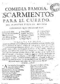 Escarmientos para el cuerdo / del maestro Tirso de Molina | Biblioteca Virtual Miguel de Cervantes