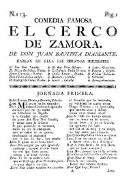 El cerco de Zamora / de Don Juan Bautista Diamante | Biblioteca Virtual Miguel de Cervantes